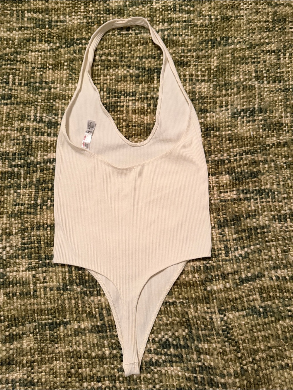 Out From Under Layla halter neck bodysuit with plunging neckline in ivory Sz M. - Picture 4 of 7